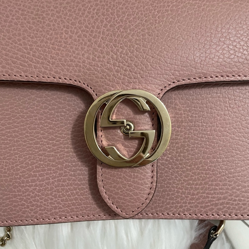 Gucci Dollar Calfskin Small Interlocking G Shoulder Bag Pink - Picture 3 of 14